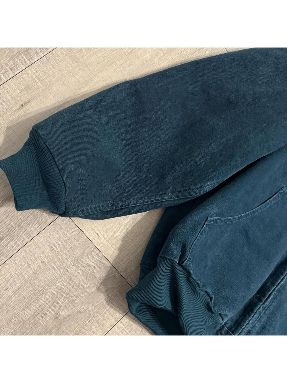 Vintage Rare Carhartt J25 DTL Dark Teal Insulated Full Zip Hooded Work Jacket L - Picture 9 of 11